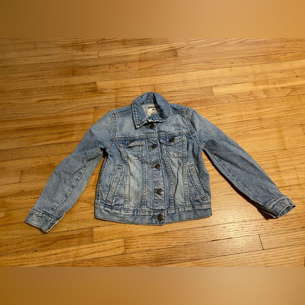 Oshkosh Girl 6 Denim Jean Jacket Light Wash Blue Button Front Closure Pockets